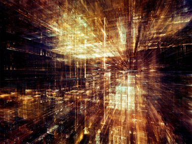 Dijital City serisi. Bilgisayarlar, bilim, sanal gerçeklik ve modern teknoloji konusu için üç boyutlu Fraktallar ve ışıkların yaratıcı düzenleme