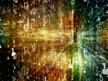 Dijital City serisi. Grafik bileşimi üç boyutlu Fraktallar ve bilgisayarlar, bilim, sanal gerçeklik ve modern teknoloji konu numaralarını