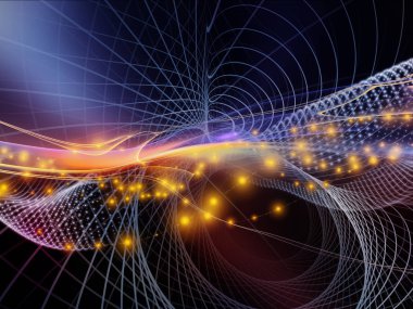 Teknoloji alanı serisi. Tasarım projeleri için fon olarak hizmet etmek için dalgalar, Izgaralar ve ışıklar yapılmış teknoloji, bilim ve bilgisayar bilgi dünyası ile ilgili