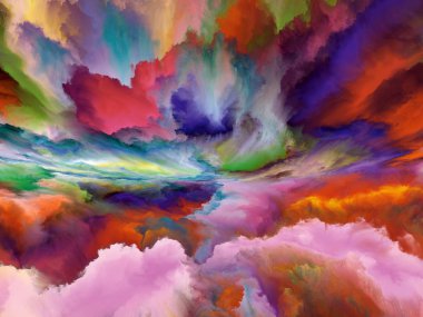 İç dünya serisi. Evren, doğa, yaratıcılık ve hayal gücü bu konuda dijital renk arka plan tasarım