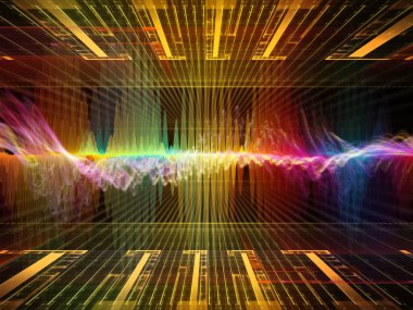 Dalga fonksiyonu serisi. Renkli sinüs titreşimler, ışık ve fraktal öğeleri ses ekolayzer, müzik projelerde için uygun bir zemin olarak spektrum ve kuantum olasılık