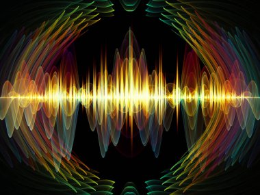 Dalga fonksiyonu serisi. Bileşimi renkli sinüs titreşimler, ışık ve ses ekolayzer, müzik projeleri için fon olarak hizmet etmek için fraktal öğeleri spektrum ve kuantum olasılık