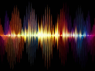 Dalga fonksiyonu serisi. Renkli sinüs titreşimlerin aranjman, ışık ve fraktal elemanları ses ekolayzer, projeler için fon olarak müzik spektrum ve kuantum olasılık