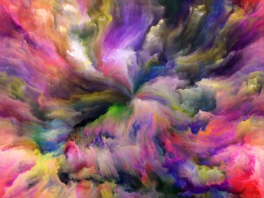 Soyut Renk serisi. Sanat, yaratıcılık ve hayal gücü projeleri için uygun bir zemin olarak tuval üzerinde hareketli rengarenk boya kompozisyonu