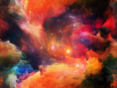 Girdap büküm ve girdap serisi. Renk ve hareket üzerine yağlıboya sanat, yaratıcılık ve hayal gücü mecazi ilişki ile kompozisyon