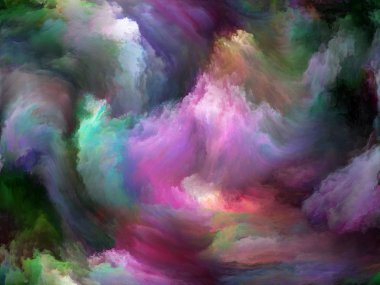 Soyut Renk serisi. Sanat, yaratıcılık ve hayal gücü konularında bir metafor olarak tuval üzerinde hareketli rengarenk resmin yaratıcı düzenlenmesi