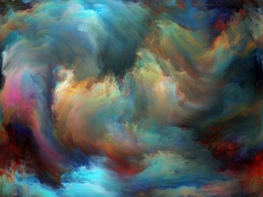 Soyut Renk serisi. Sanat, yaratıcılık ve hayal gücü projeleri için uygun bir zemin olarak tuval üzerinde hareketli rengarenk boya kompozisyonu