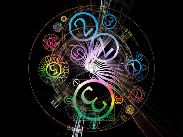 Серия Numbers Connection. Фон состоит из цифр и символов фрактальной геометрии и подходит для использования в проектах по магии, математике и оккультизму
