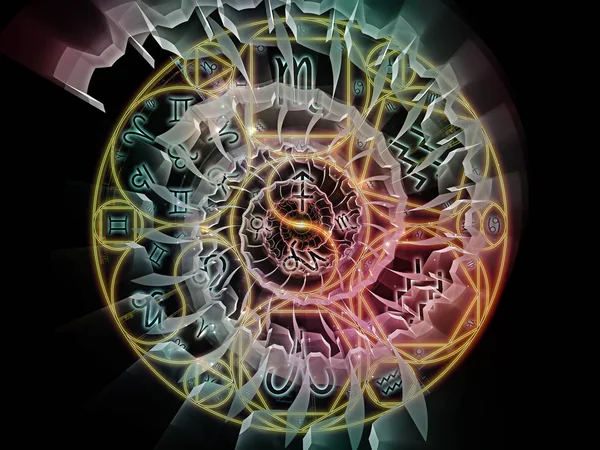 Astral Anslutning Serien Sammansättningen Zodiac Och Fraktal Geometri Symboler Passar — Stockfoto