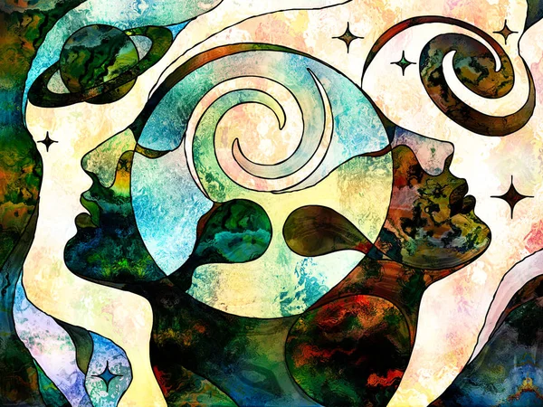 글래스 포에버 시리즈가 출시되었다 영혼은 머리를 상호간의 화합에 우주의 상징으로 — 스톡 사진