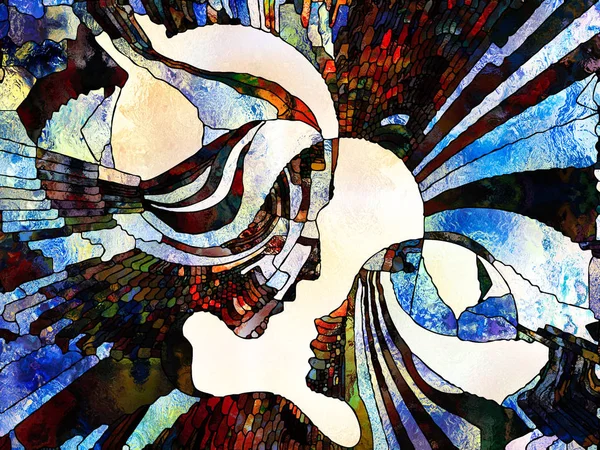 Lekeli Glass Forever serisi. Yetişkin ve çocuk profilleri, eğitim ve öğretimi simgeleyen organik çizgilerle betimlenmiştir..