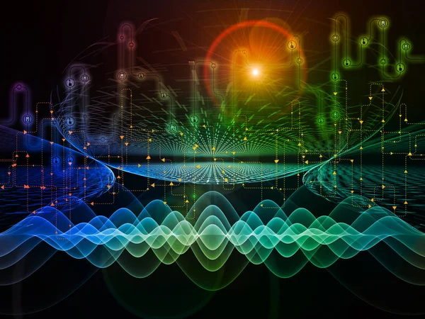 Bağlı dünya serisi. Ağ diyagramları, yüksek teknoloji semboller ve fraktal desenleri modern teknoloji, eğitim ve bilgisayar iletişim projelerde için uygun bir zemin olarak kompozisyonu
