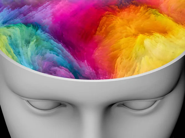 Mind Fog Illustration Human Head Colorful Fractal Clouds Subjects Art — Stock Photo, Image