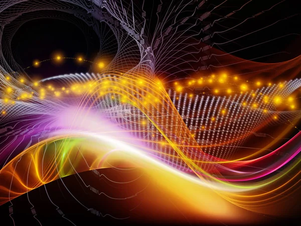 Teknoloji alanı serisi. Dalgalar, Izgaralar ve ışıklar projeler teknoloji, bilim ve bilgisayar bilgi dünyası için kompozisyon