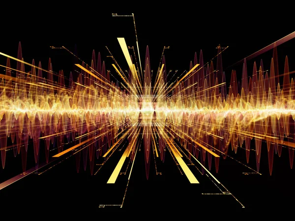 Wave Function series. Design composed of colored sine vibrations, light and fractal elements as a metaphor on the subject of sound equalizer, music spectrum and  quantum probability