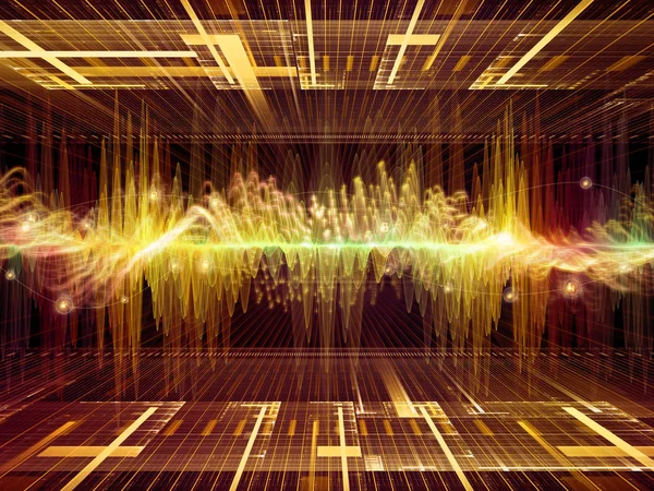 Dalga fonksiyonu serisi. Arka plan tasarımı renkli sinüs titreşimlerin, ses ekolayzer, konu üzerinde öğeleri ışık ve fraktal müzik spektrum ve kuantum olasılık