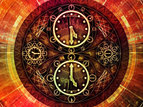 Saat serisi daireler. Tasarım saat sembolleri ve fraktal öğeleri bilim, eğitim ve tahmini konusunda bir metafor olarak oluşur