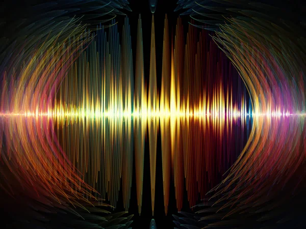 Dalga Fonksiyonu serisi. Ses eşitleyici, müzik spektrumu ve kuantum olasılığıyla ilgili projeler için arkaplan görevi görecek renkli sinüs titreşimleri, ışık ve fraktal elementlerden oluşan tasarım