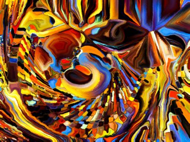 Lekeli Glass Forever serisi. Sanat, uzay bölünmesi ve tasarım konularındaki renk parçalarından, şekil şekillerinden ve sembollerden oluşan soyut tasarım