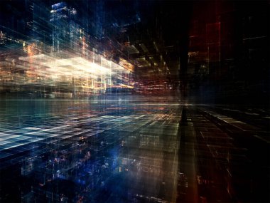 Dijital City serisi. Bilgisayarlar, bilim, sanal gerçeklik ve modern teknoloji konuda kavramı mecaz olarak üç boyutlu Fraktallar ve ışıkların yaratıcı düzenleme