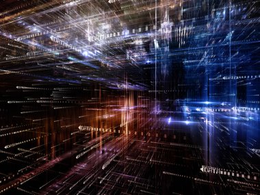 Sanal uzay serisi. Arka plan şeffaf bileşimi 3d verileri bulut bilgi teknolojisi, bilgisayar ve iletişim konusunda perspektif yapısında