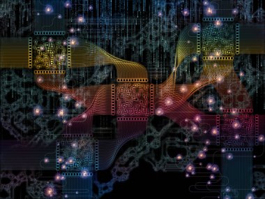 Bilgisayar bağlantı dizi. Cpu, anakart izleri ve teknoloji, ekipman ve bilgisayar donanım konusunda dijital öğeleri bileşimi