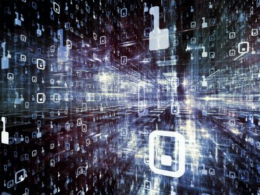 Dijital City serisi. Üç boyutlu Fraktallar ve sayı projeleri bilgisayarlar, bilim, sanal gerçeklik ve modern teknoloji ile kullanmak için arka plan yapılmış