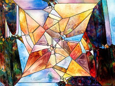 Vitray sonsuza dek serisi. Çizgiler, şekil ve renk desen tasarım, yaratıcılık ve hayal gücü projeler için kompozisyon
