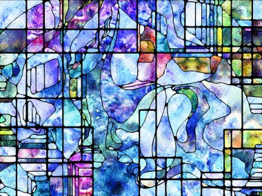 Kurşunlu cam desen serisi. Arka plan kompozisyon sanat, Uzay Bölümü ve tasarım konusunda vitray kavramı çalışmanın