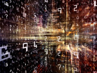 Dijital City serisi. Görsel kompozisyon üç boyutlu Fraktallar ve numaraları için hoş bilgisayarlar, bilim, sanal gerçeklik ve modern teknoloji üzerinde çalışıyor