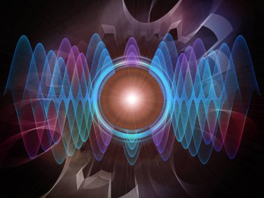 Dalga fonksiyonu serisi. Renkli sinüs titreşimlerin aranjman, ışık ve fraktal elemanları ses ekolayzer, projeler için fon olarak müzik spektrum ve kuantum olasılık