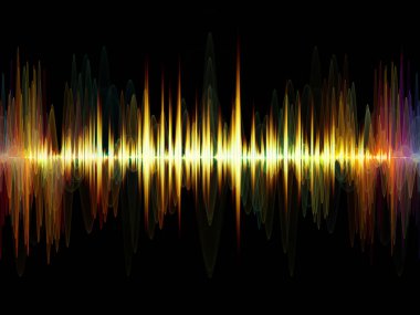 Dalga fonksiyonu serisi. Renkli sinüs titreşimlerin aranjman, ışık ve fraktal elemanları ses ekolayzer, projeler için fon olarak müzik spektrum ve kuantum olasılık