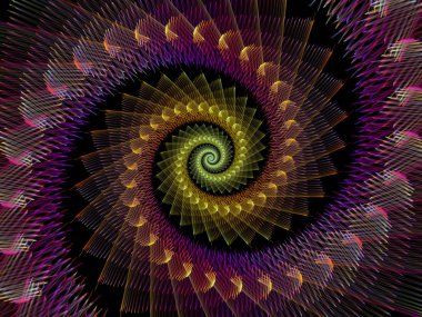 Sarmal geometri serisi. İplik girdap matematik, geometri ve bilim konusunda fraktal öğelerinin arka plan tasarımı