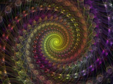 Sarmal geometri serisi. İplik girdap matematik, geometri ve bilim konusunda fraktal öğelerinin arka plan tasarımı