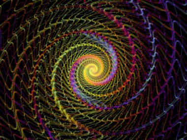 Sarmal geometri serisi. İplik girdap matematik, geometri ve bilim konusunda fraktal öğelerinin arka plan tasarımı