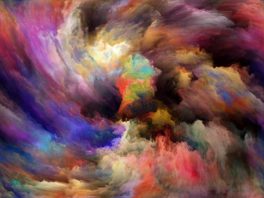 Soyut Renk serisi. Sanat, yaratıcılık ve hayal gücü üzerine bir metafor olarak tuval üzerinde hareket halindeki renkli boyadan oluşan tasarım.