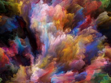 Soyut Renk serisi. Sanat, yaratıcılık ve hayal gücü konularında tuval üzerinde hareket halindeki renkli boya arkaplanı