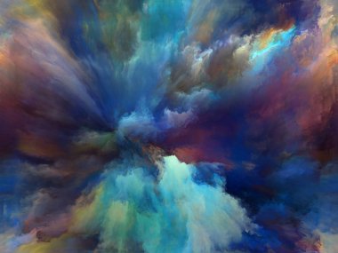 Soyut Renk serisi. Sanat, yaratıcılık ve hayal gücü konularında bir metafor olarak tuval üzerinde hareketli rengarenk resmin yaratıcı düzenlenmesi