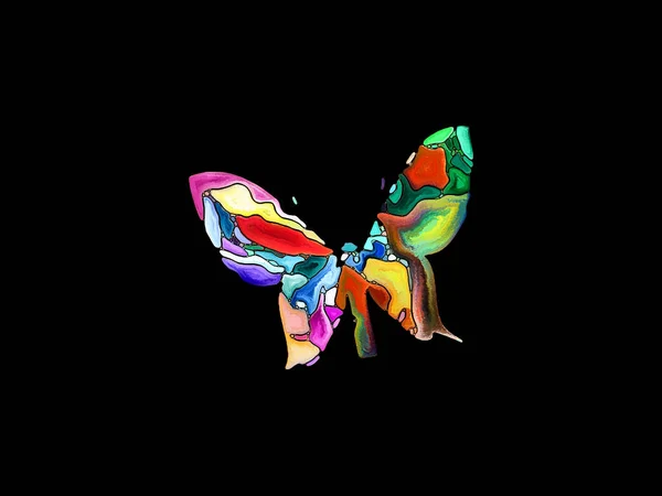 Serie Human Apart Composición Del Perfil Mariposa Formas Pintura Vívidas — Foto de Stock
