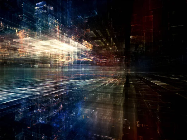 Dijital City serisi. Bilgisayarlar, bilim, sanal gerçeklik ve modern teknoloji konuda kavramı mecaz olarak üç boyutlu Fraktallar ve ışıkların yaratıcı düzenleme