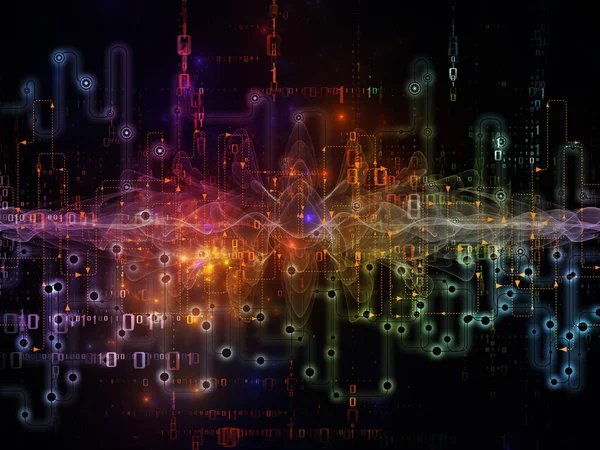 Bağlı dünya serisi. Ağ diyagramları, yüksek teknoloji sembolleri ve fraktal desenleri modern teknoloji, eğitim ve bilgisayar iletişim konusunda