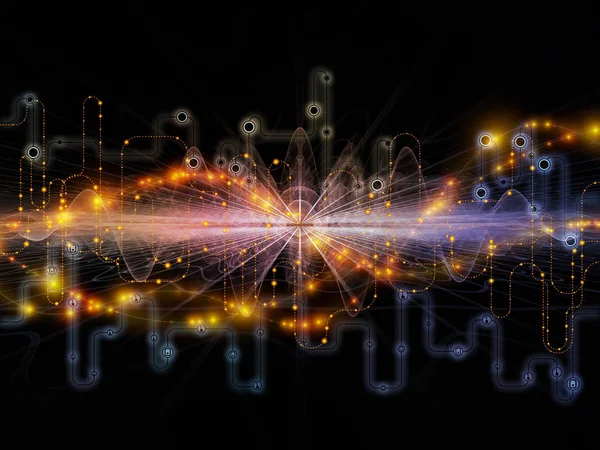 Csatlakoztatott World Series Rendszerhálózati Diagramok Tech Szimbólumok Fraktál Minták Témában — Stock Fotó