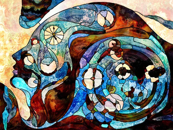 Stained Glass Forever Дизайн Выполненный Цветовых Фрагментов Шаблонов Форм Символов — стоковое фото