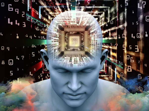 Mind Processor Series Illustration Human Head Cpu Perspective Works Artificial — Stock Photo, Image