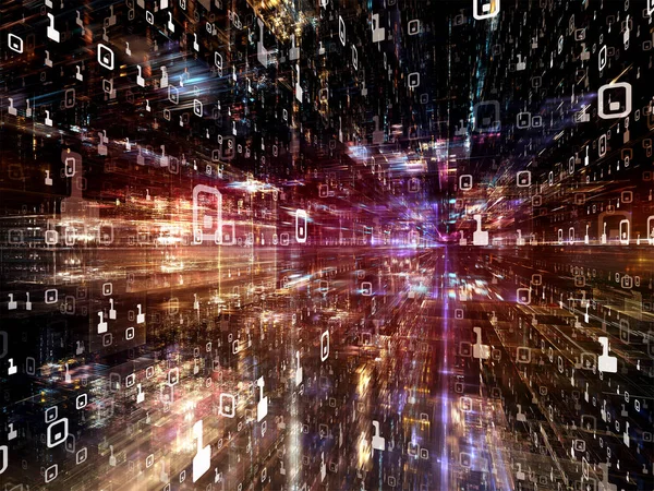 数字城市系列 三个三维分形和主题上的计算机 虚拟现实和现代科技的数字之间的相互作用 — 图库照片