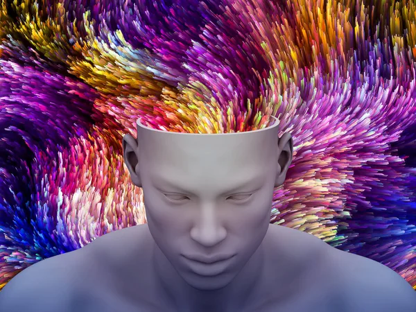 Hersenen Golven Illustratie Van Menselijk Hoofd Met Kleur Beweging Routes — Stockfoto