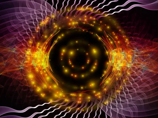 波函数系列 有色正弦振动 光和分形元素在声音均衡器 音乐频谱和量子概率方面的背景 — 图库照片