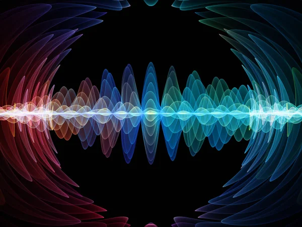 Dalga fonksiyonu serisi. Zemin renkli sinüs titreşimler, ışık ve ses ekolayzer, müzik konusunda tasarımlar tamamlayacak fraktal öğeleri spektrum ve kuantum olasılık