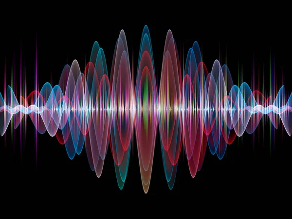 Wave Function series. Abstract arrangement of colored sine vibrations, light and fractal elements as backdrop for projects on sound equalizer, music spectrum and  quantum probability