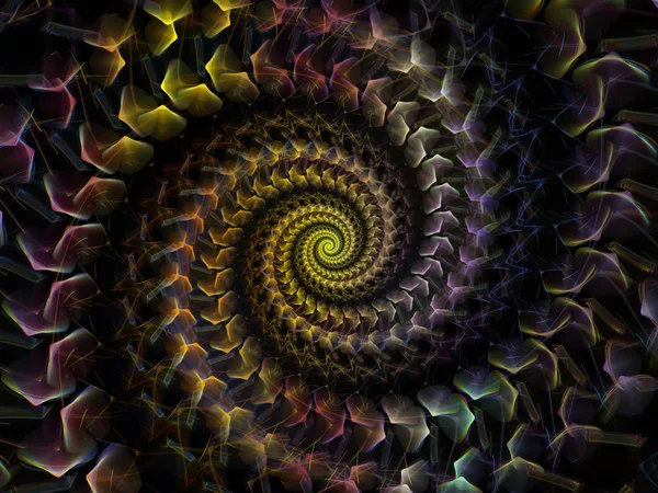 Spiral Geometri Serien Samspelet Mellan Spinning Virvel Fraktal Element Ämnet — Stockfoto